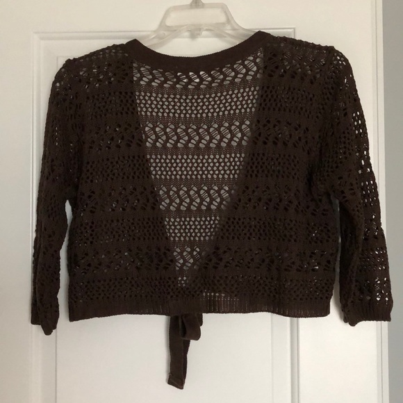 💥Cato Brown Short Fishnet Shrug w/Front Tie💥 - Picture 3 of 5